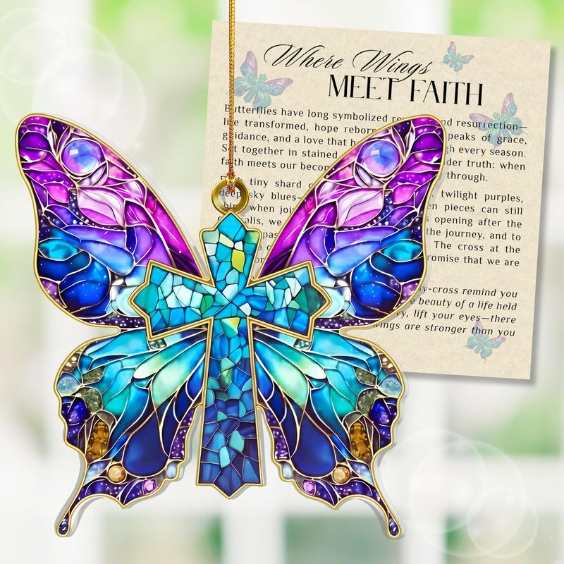 Hutato Butterfly Religious Ornament – Beautiful Butterfly Hanging Decoration, Christian Christmas Ornament, Religious Gift, Handmade Keepsake 2025, Gift for Nature Lovers, Women, Spiritual Decor - Image 1
